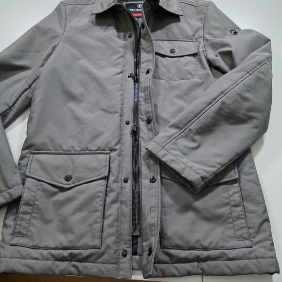 Victorinox Chore Barn Coat Mens S Gray LS Lined Zip Snap Utility Grunge Pockets - Picture 8 of 16